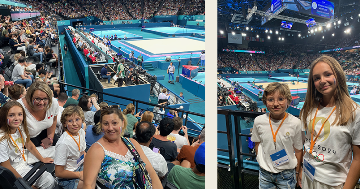 In&egrave;s et Coline assistent &agrave; l&#039;&eacute;preuve de Gymnastique